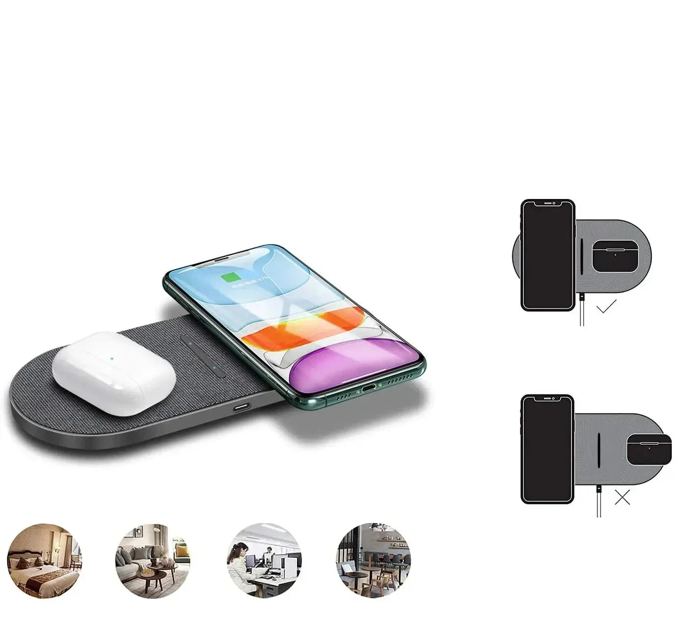 PowerDock - Dobbel trådløs ladestasjon med 40W hurtiglading og LED-indikator