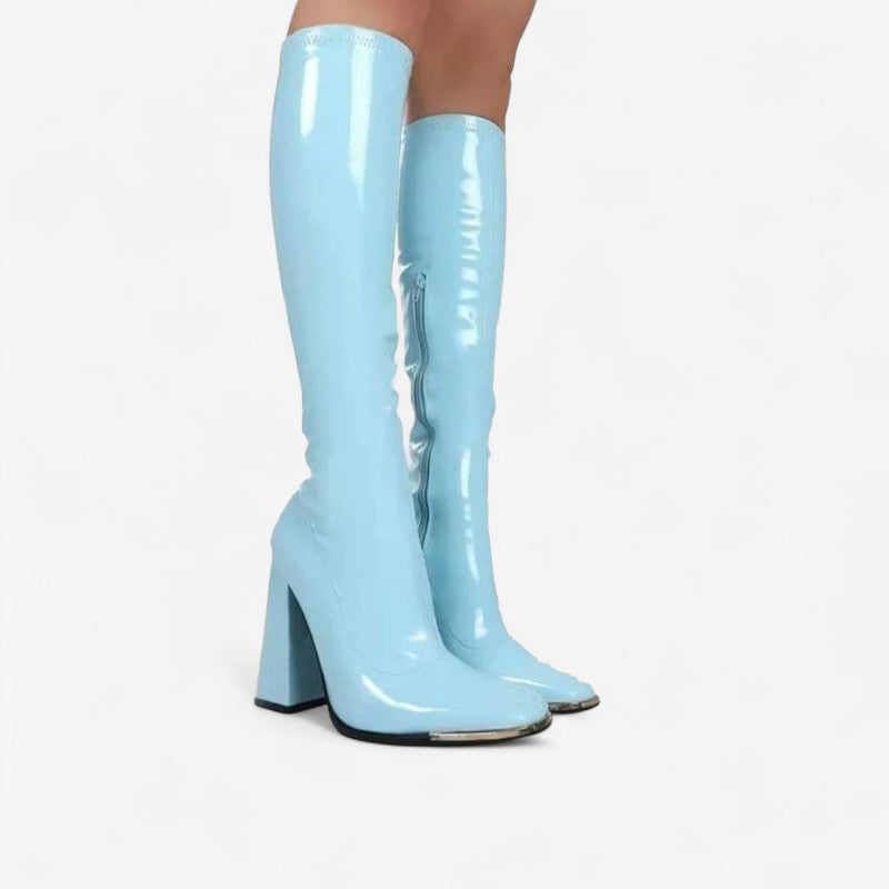 Erica - Kne-høye Støvler med Sideglidelås og Høye Hæler