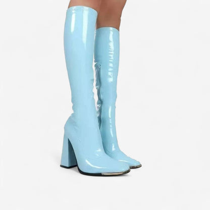 Erica - Kne-høye Støvler med Sideglidelås og Høye Hæler