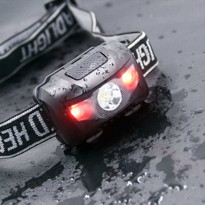 BeamPro – Oppladbar LED Hodelykt med Rødt Lys-Modus