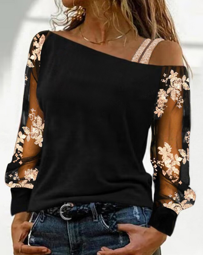 Luna - Raffinert Blomsterbluse med Delikate Ermedetaljer