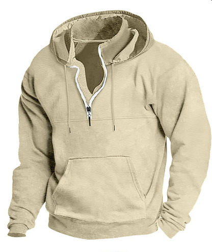 Henrik – Koselig Langermet Half-Zip Hoodie Med Framlommer
