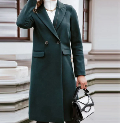 Aveline - Uformell langermet ullfrakk med revers og knapper