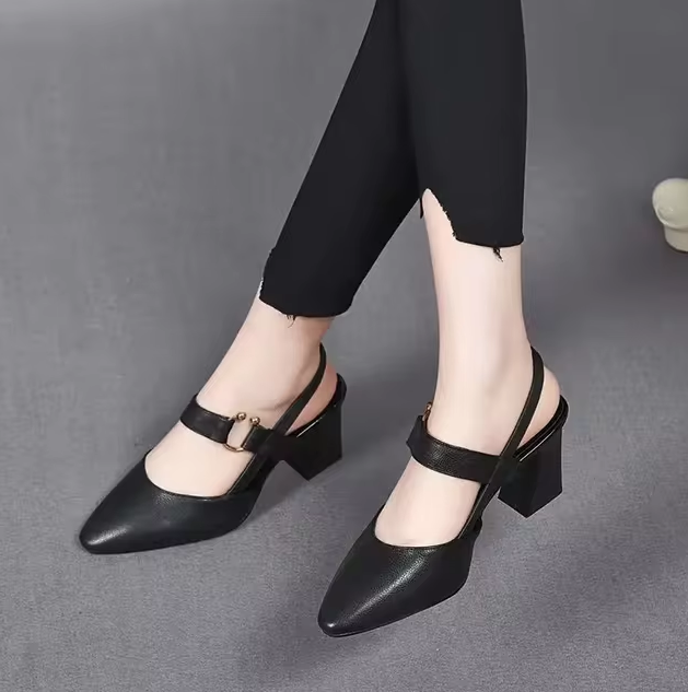 Sophia - Spiss tå med ankelstøtte og slingback-hæler