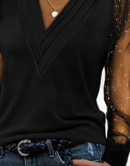 Luna - Raffinert Blomsterbluse med Delikate Ermedetaljer