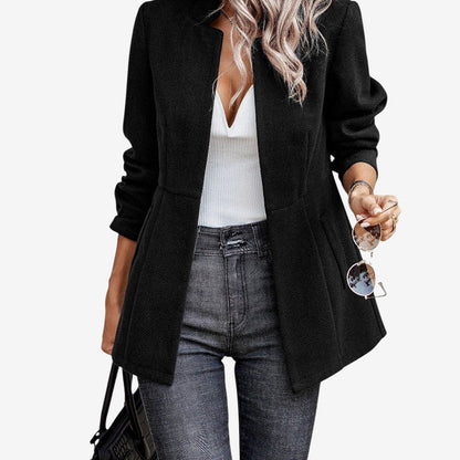 Cathrine - Lange ermer jakke med åpen front og lomme detaljer