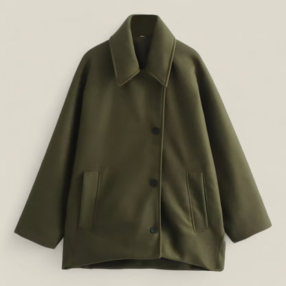 Emma - Elegant Overdimensjonert Høstjakke Dame med Klassisk Knappelukking-3