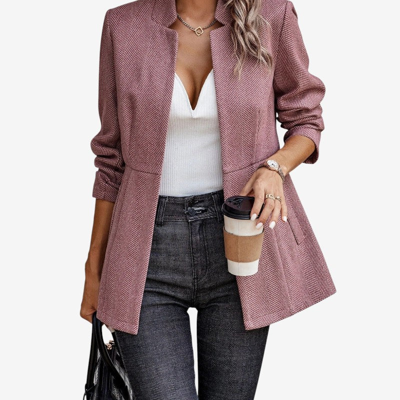 Cathrine - Lange ermer jakke med åpen front og lomme detaljer