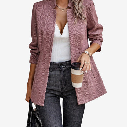 Cathrine - Lange ermer jakke med åpen front og lomme detaljer