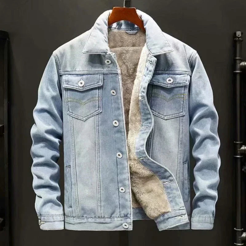 Jade - Stilfull Klassisk Herre Denim Vinterjakke for Maksimal Komfort