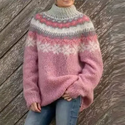 Lena - Genser med vintagemønster og rund hals