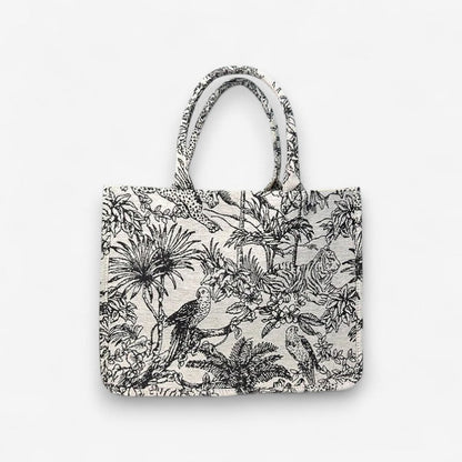 Vaela – Skulderveske med Blomsterbroderi og Glidelås