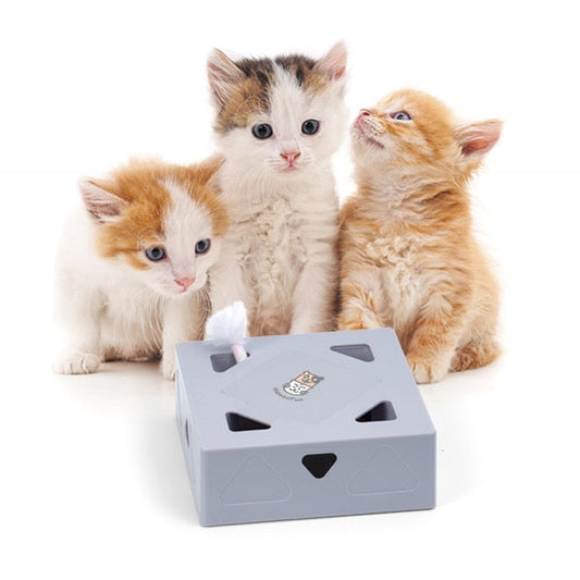 KittyFun - interaktivt fjærleketøy for katter med 360-graders tilfeldig fjærsprett for endeløs lek