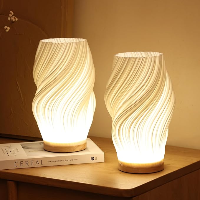 WaveGlow – Moderne bordlampe med bølgemønster for koselig stemningsbelysning