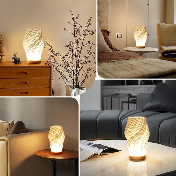 WaveGlow – Moderne bordlampe med bølgemønster for koselig stemningsbelysning