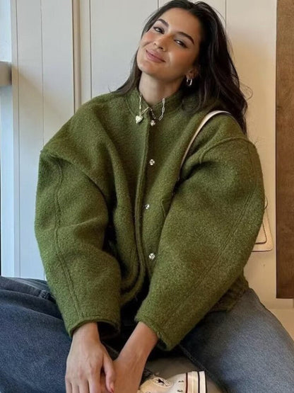 Isabella - Casual oversized kåpe med knappelukking og funksjonelle lommer