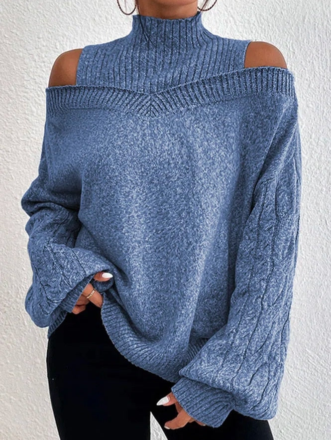 Amelia - Off the skulder turtleneck-genser med stilig design