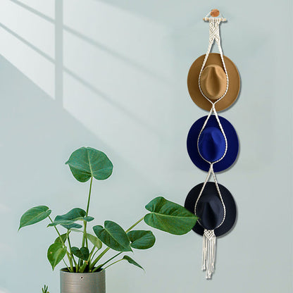 HatNest - Dekorativ, håndlaget hattehylle i lin til oppheng på veggen