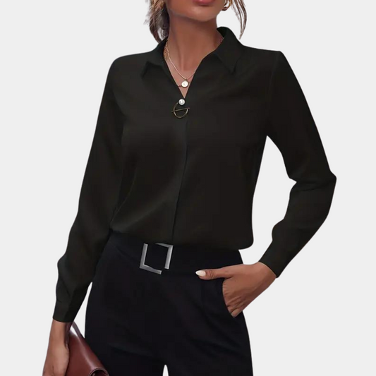 Sienna – Klassisk Bluse med Knapper Og Lange Ermer