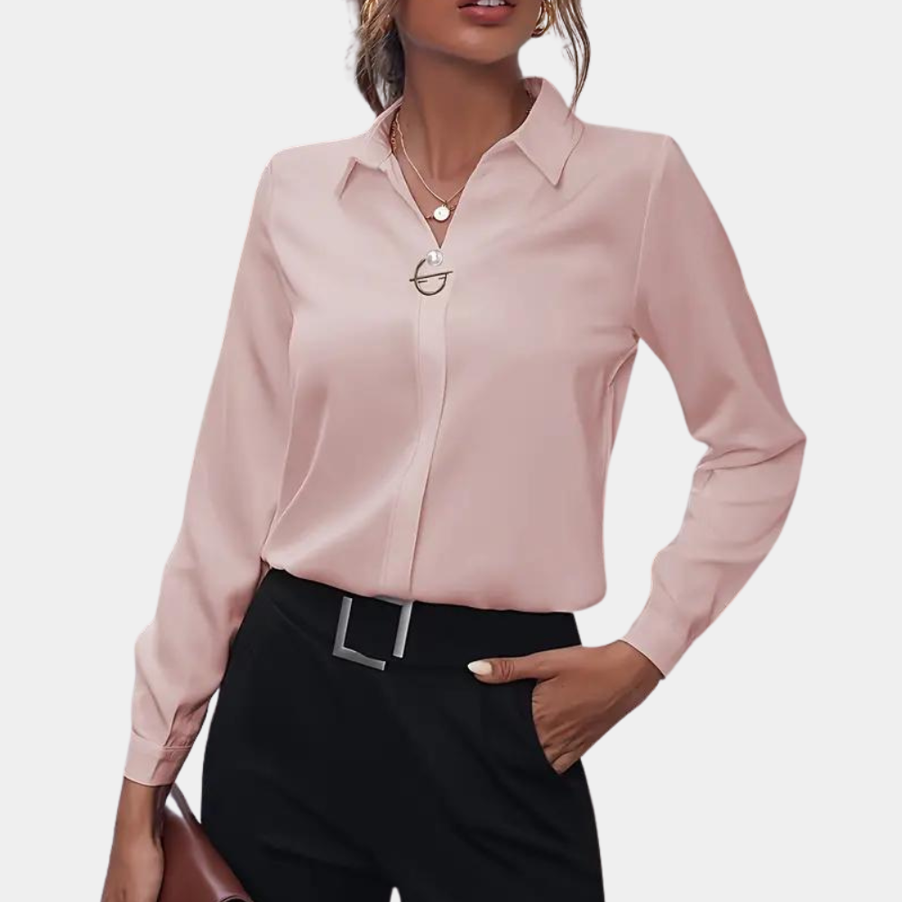 Sienna – Klassisk Bluse med Knapper Og Lange Ermer