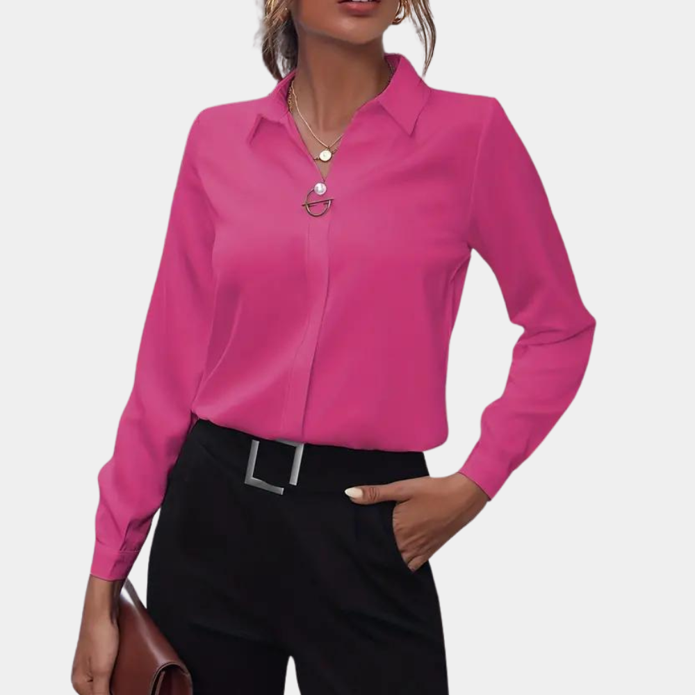 Sienna – Klassisk Bluse med Knapper Og Lange Ermer