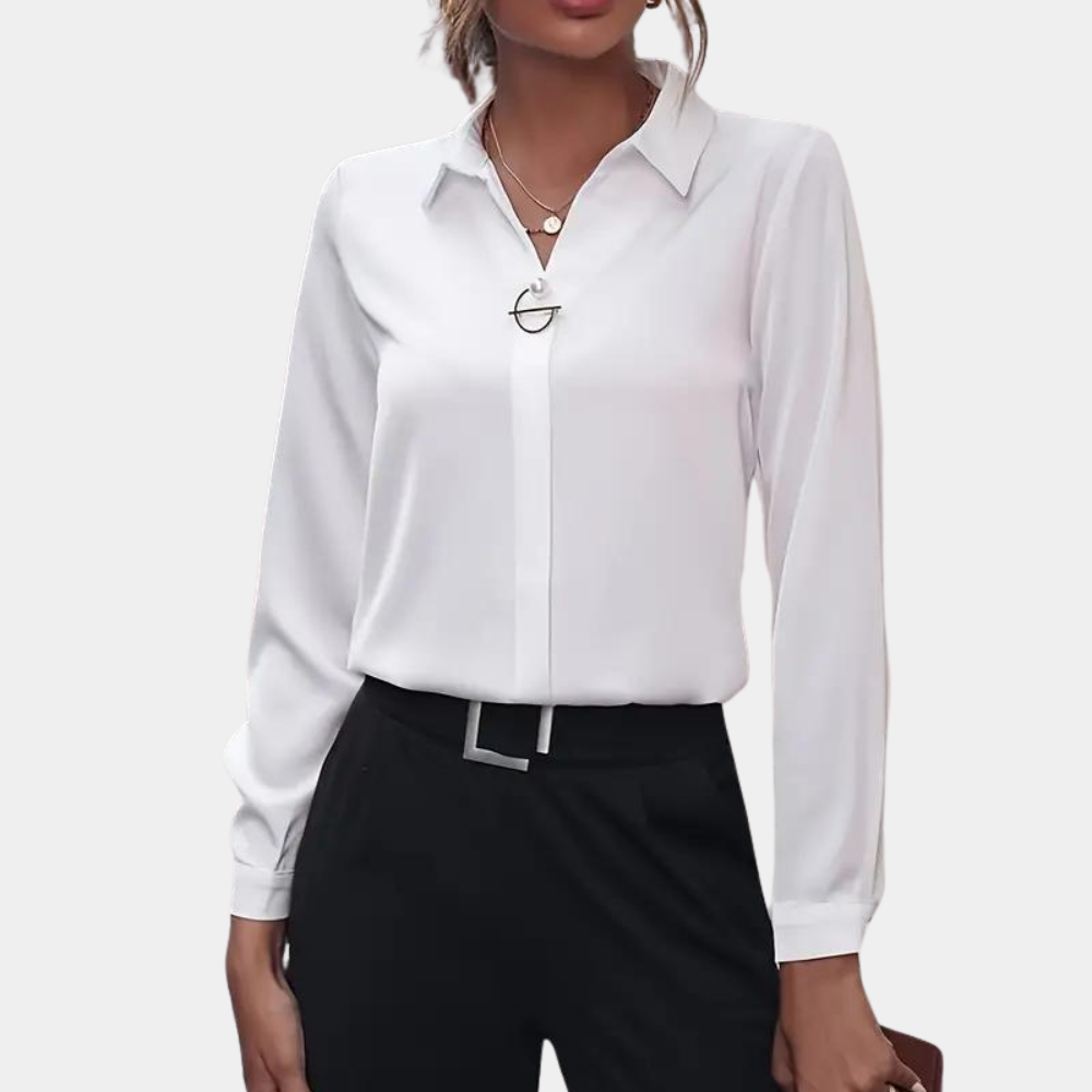 Sienna – Klassisk Bluse med Knapper Og Lange Ermer