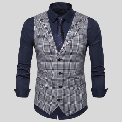James – Klassisk Houndstooth vest med fire-knapps lukking