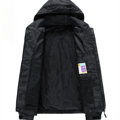 Aiden - Sportslig jakke med abstrakt trykk og justerbar hette