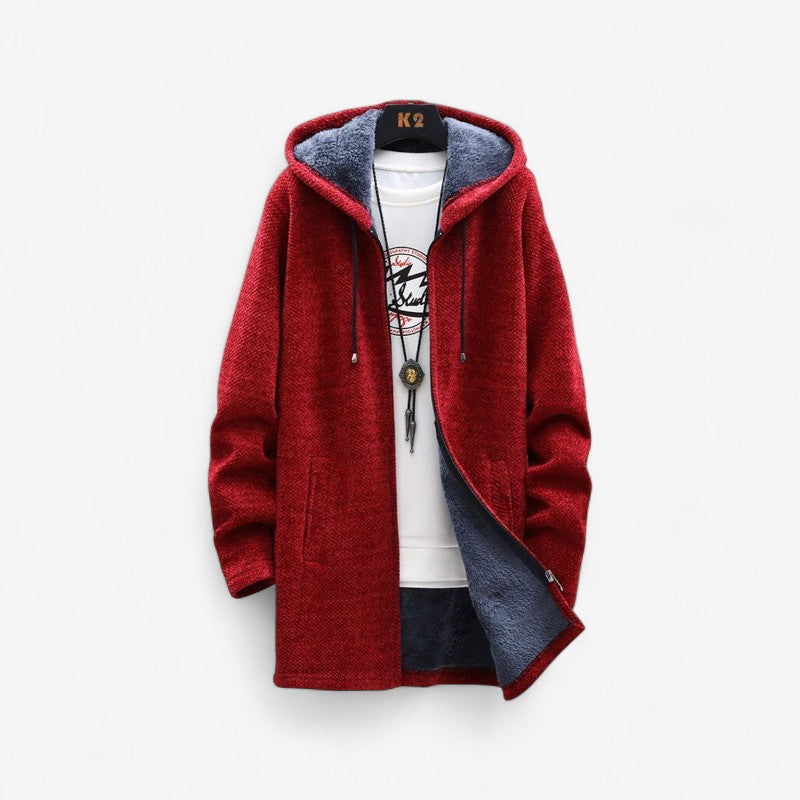 David – Langermet Hettejakke med Glidelås og Sidelommer