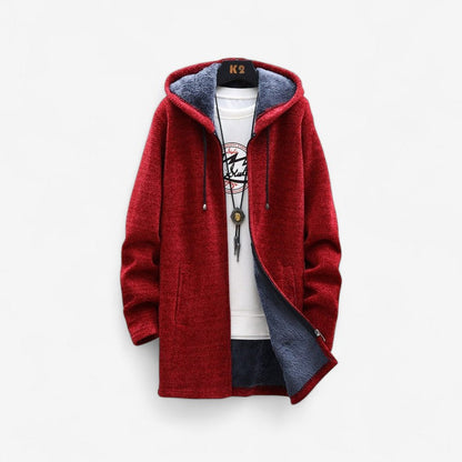 David – Langermet Hettejakke med Glidelås og Sidelommer