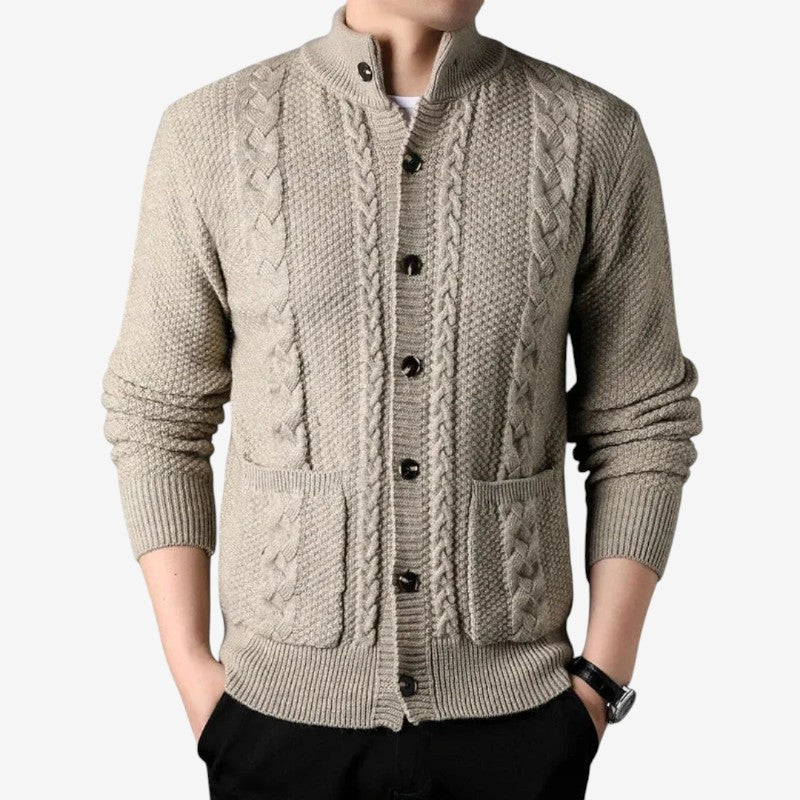 Russell – Cardigan med Knapper, Lange Ermer og Sidelommer