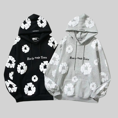 Amelia - "READY MADE TEARS" hettegenser med dristig blomsterdesign