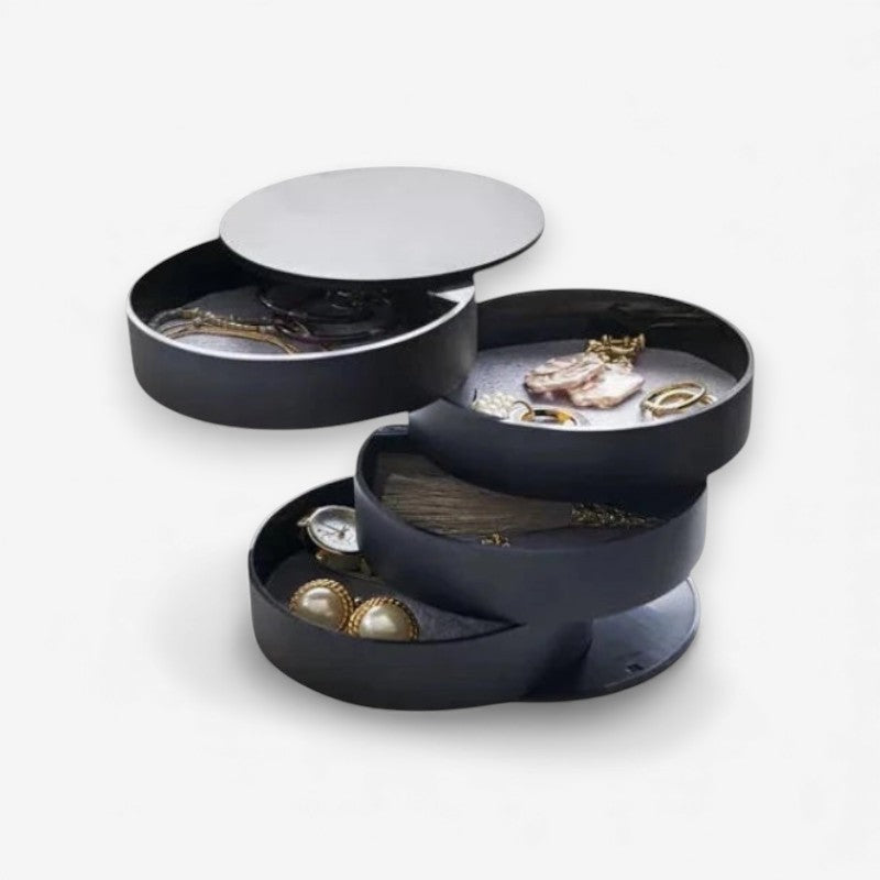 GlamSpin – Roterende smykkeskrin med 5-lags lokk og støvdeksel
