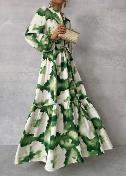 Olivia - Elegant langermet maxikjole med V-hals