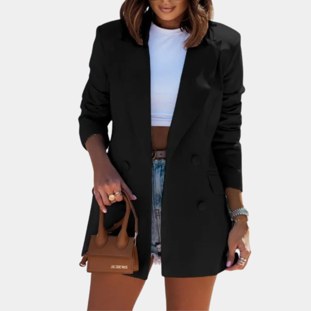 Vincenza – Elegant Mellomlang Blazer med Stilig Lange Ermer
