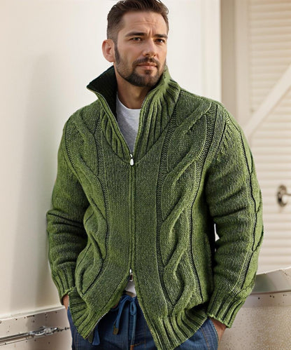 Erik - klassisk cardigan med toveis glidelås og strikket design