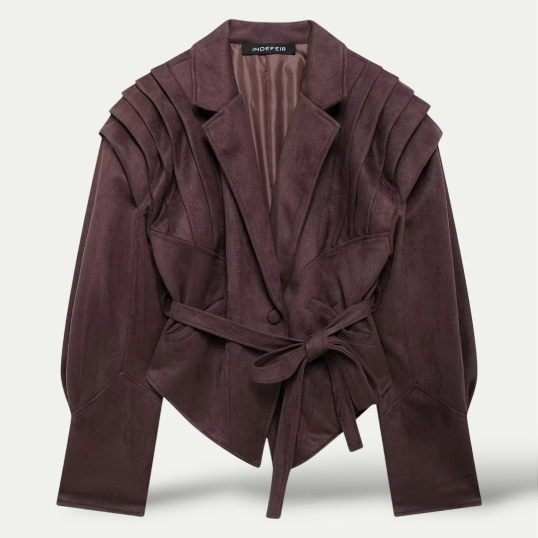 Mathea – Jakke med Langermet og Livbelte med Knapper