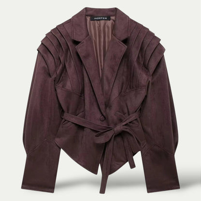 Mathea – Jakke med Langermet og Livbelte med Knapper