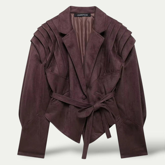 Mathea – Jakke med Langermet og Livbelte med Knapper