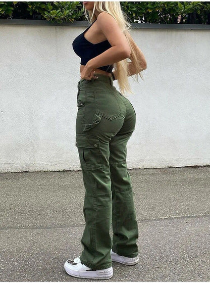 Lena - Komfortabel cargobukse med høy midje og flere lommer