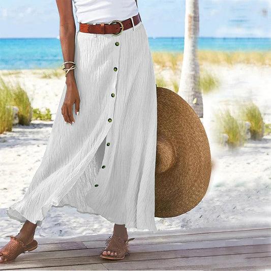 Olivia - Elegant Maxi Skjørt Med Knapp