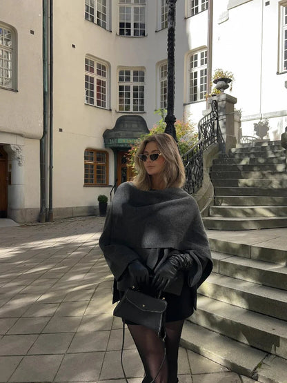 Hannah - Komfortabel, langermet, løs kåpe med skjerf