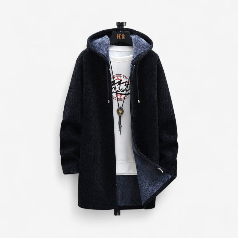 David – Langermet Hettejakke med Glidelås og Sidelommer