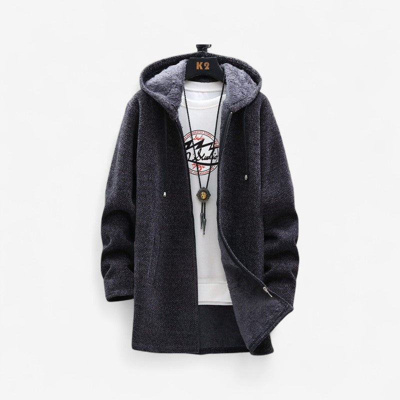 David – Langermet Hettejakke med Glidelås og Sidelommer