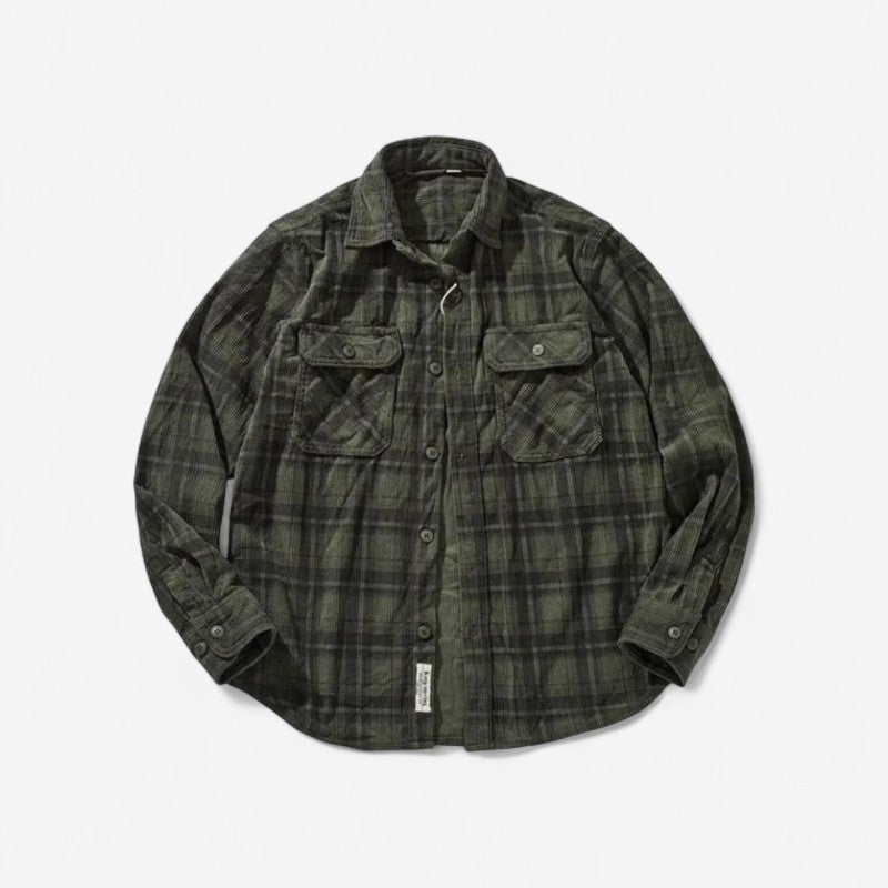 Aksel - Langermet Rutete Skjorte med Knapper og Nedslått Krage