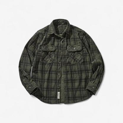 Aksel - Langermet Rutete Skjorte med Knapper og Nedslått Krage