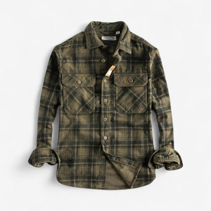 Aksel - Langermet Rutete Skjorte med Knapper og Nedslått Krage