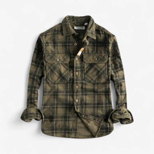 Aksel - Langermet Rutete Skjorte med Knapper og Nedslått Krage