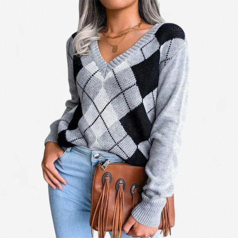 Elena – Genser med V-hals og lange ermer