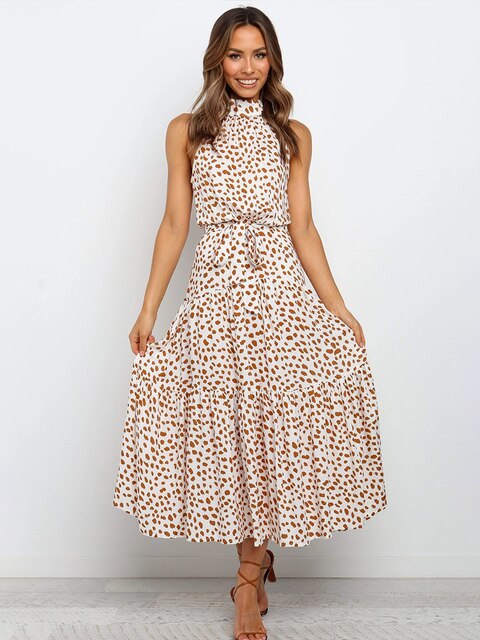 Lily - Halterhalsdesign Kjole med polka prikker